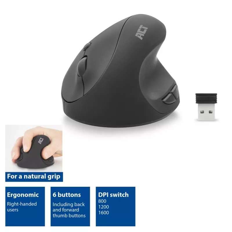 ACT langaton ergonominen hiiri 1600 DPI RF langaton