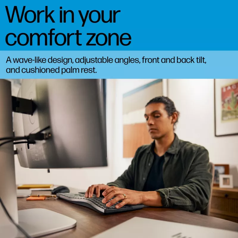 HP 680 Comfort Dual-Mode -näppäimistö, täysikokoinen (100 %), langaton, RF Wireless + Bluetooth, QWERTY, musta