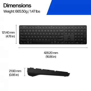 HP 490K Multi-Device Dual-Mode -näppäimistö, täysikokoinen (100 %), langaton, USB + Bluetooth, QWERTY, musta