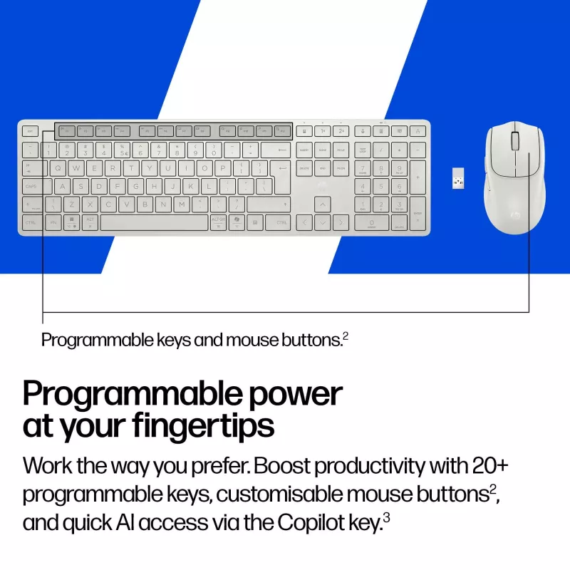 HP 490C Multi-Device Dual-Mode -näppäimistö- ja hiiriyhdistelmä, valkoinen