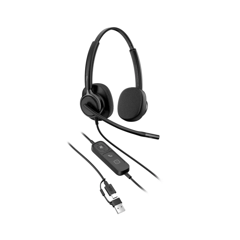 Johdollinen stereo-headset HP Poly Mission 425 USB — Bulk, paino 132 g