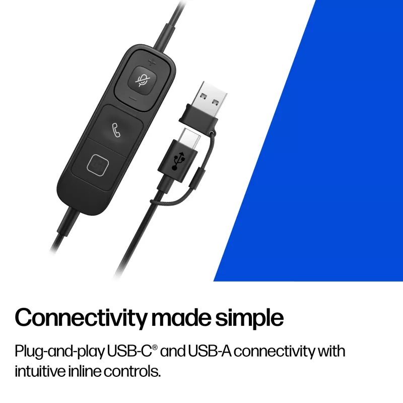 Johdollinen stereo-USB-headset HP Poly Mission 625 — korvan peittävä, 147 g, USB-liitäntä (Bulk)