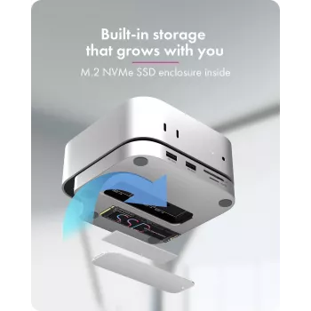ICY BOX 7-in-1 USB Type-C telakointiasema M.2 NVMe-paikalla, SSD, muistikortti, M.2, 4 TB, USB 3.2 Gen 2 (3.1 Gen 2) Type-C, hopea, alumiini
