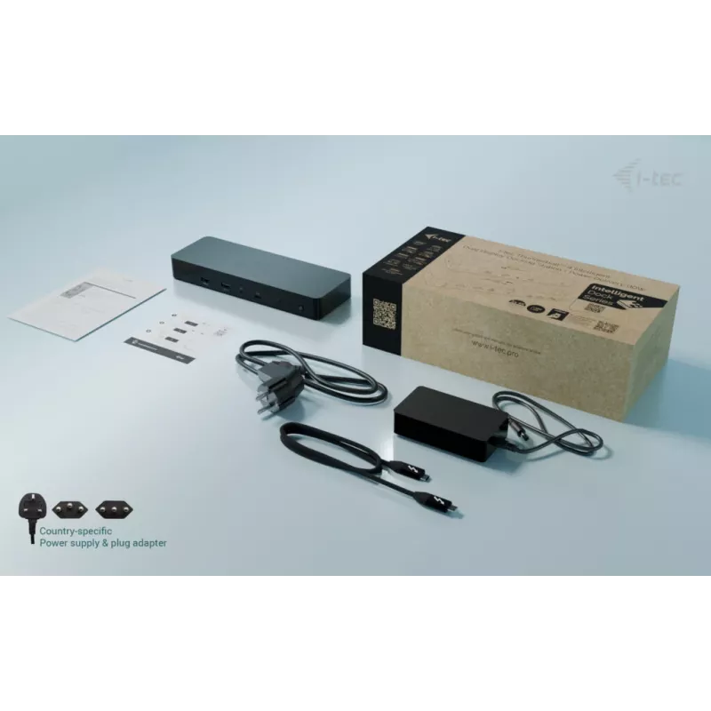 i-tec Thunderbolt 4 Intelligent Dual Display -telakointiasema + Power Delivery 90 W