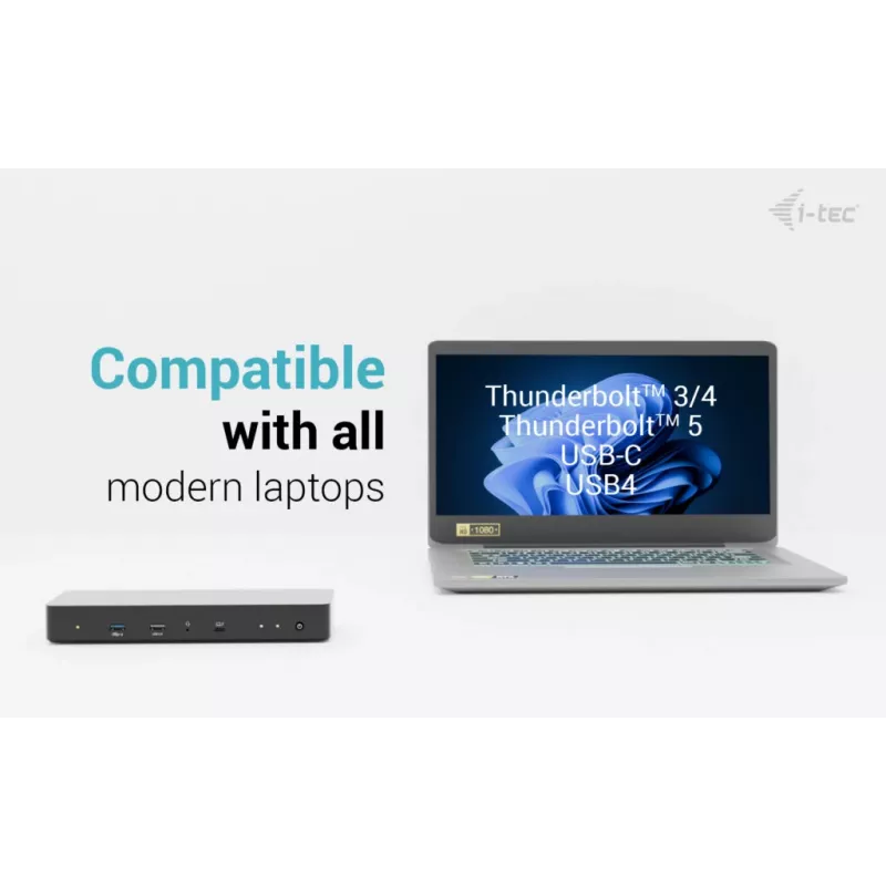 i-tec Thunderbolt 4 Intelligent Dual Display -telakointiasema + Power Delivery 90 W