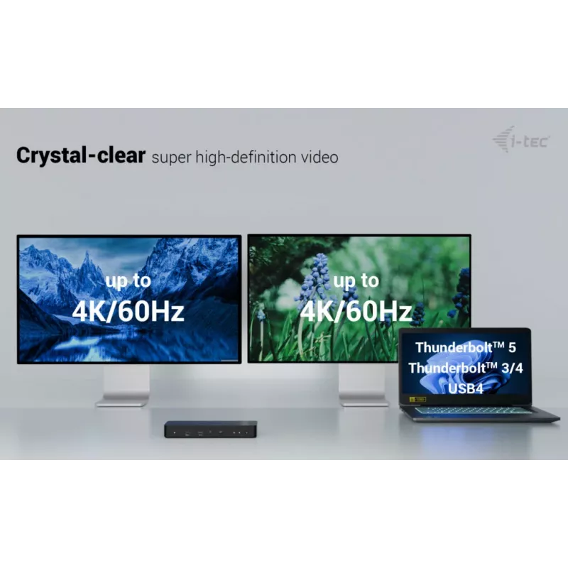 i-tec Thunderbolt 4 Intelligent Dual Display -telakointiasema + Power Delivery 90 W