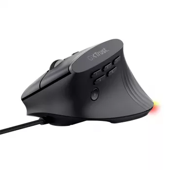 TRUST GXT 145 Rexxa -pelihiiri, oikeakätisille, USB Type-A, 12 800 DPI, johdollinen, RGB-rulla, musta