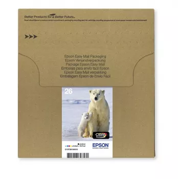 Epson Polar bear -monipakkaus, 4 väriä, 26 EasyMail, vakiottuotto, musta, syaani, magenta, keltainen, pigmenttimuste, väriainemuste, 6,2 ml, 4,5 ml