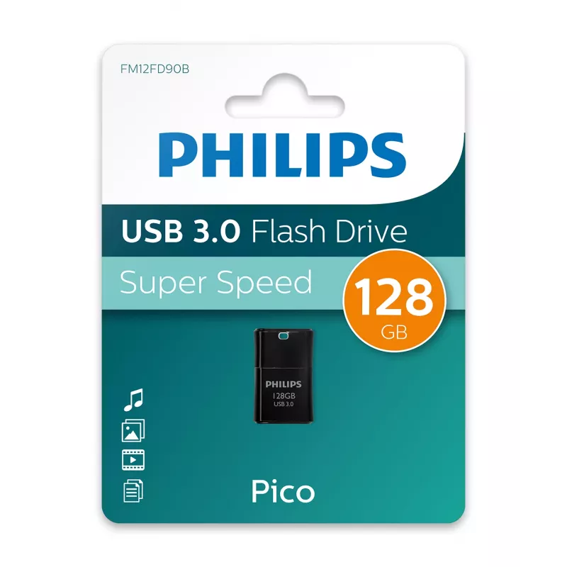 Philips Pico -USB-muistitikku, 128 GB, USB Type-A 3.2 Gen 1 (3.1 Gen 1), musta