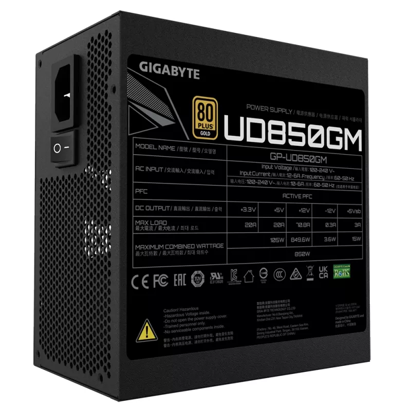 GIGABYTE UD850GM virtalähde 850 W 20+4 Pin ATX ATX musta