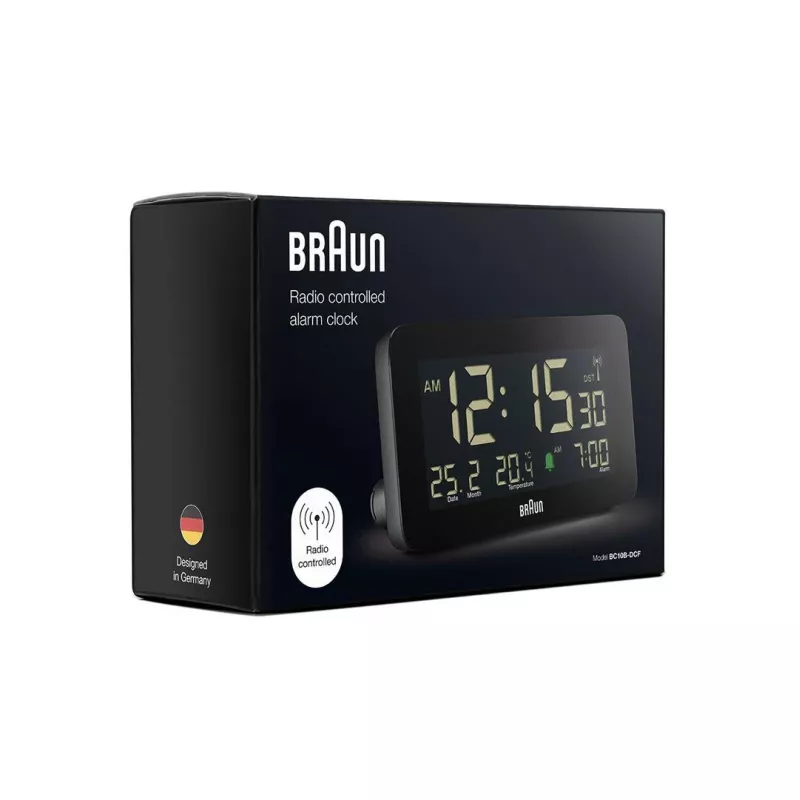 Digitaalinen herätyskello Braun BC10B-DCF musta LCD paristo AA