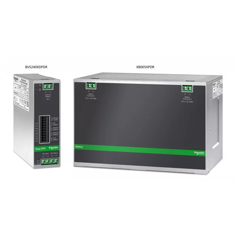 APC BVS240XDPDR 24V DC UPS – 240W, 24V, 10A, DIN-kiskoasennus, tehomoduuli ilman akkua