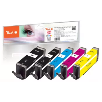 Peach PI100-356 mustepatruuna 5 kpl yhteensopiva vakiokapasiteetti musta, syaani, magenta, keltainen