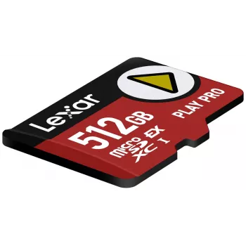 MicroSDXC-flash-muisti Lexar PLAY PRO 512 GB UHS-I U3 — 900 MB/s luku, 600 MB/s kirjoitus