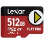 MicroSDXC-flash-muisti Lexar PLAY PRO 512 GB UHS-I U3 — 900 MB/s luku, 600 MB/s kirjoitus