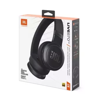 JBL Live 670NC -kuulokkeet langattomat päällä pidettävät puhelut/musiikki Bluetooth musta
