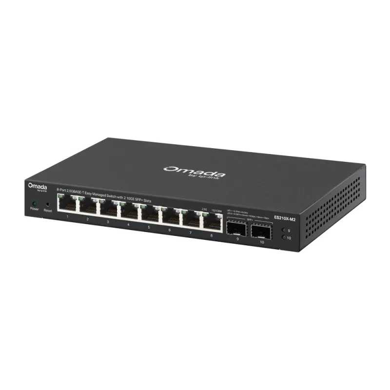 Hallittava 2,5G Ethernet-kytkin TP-Link ES210X-M2 — 8x 2,5G (100/1000/2500), 80 Gbit/s, pöytä-/seinäasennus