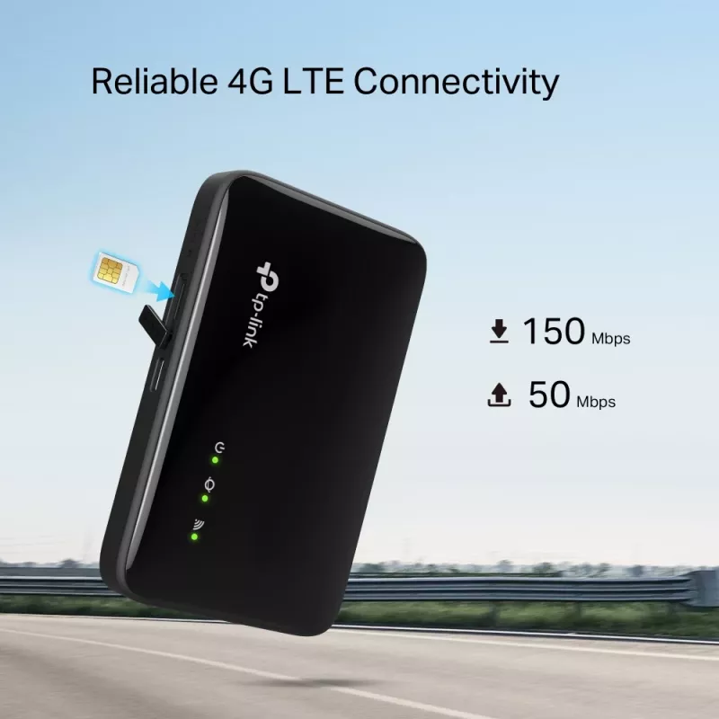 4G-reititin TP-Link M7005, yksitaajuus 2,4 GHz, NanoSIM, Wi-Fi 6, musta