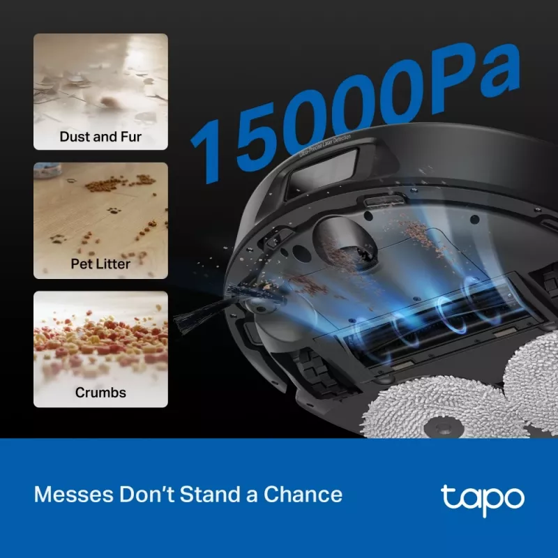 Robotti-imuri TP-Link Tapo RV50 Pro Omni — 0,28 L pölysäiliö, 5200 mAh akku, telakka-asema ja 3 L pölysäiliö