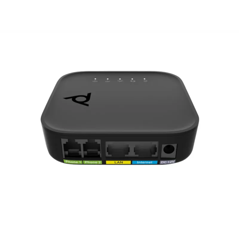 Voice-port-sovitin POLY ATA 402 2FXS VoIP-sovitin Open SIP, G.711/OPUS, tasavirta, 100–240 V AC tulo