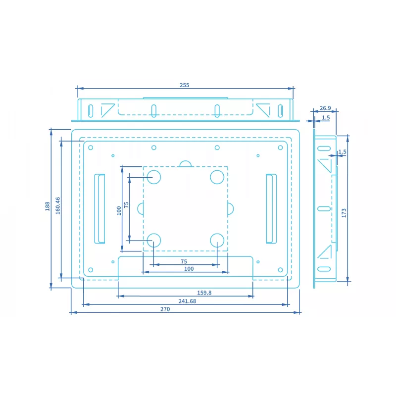 ProDVX FM-10S — musta monitoriteline, 270×188×27,4 mm, 0,67 kg, 1 kpl