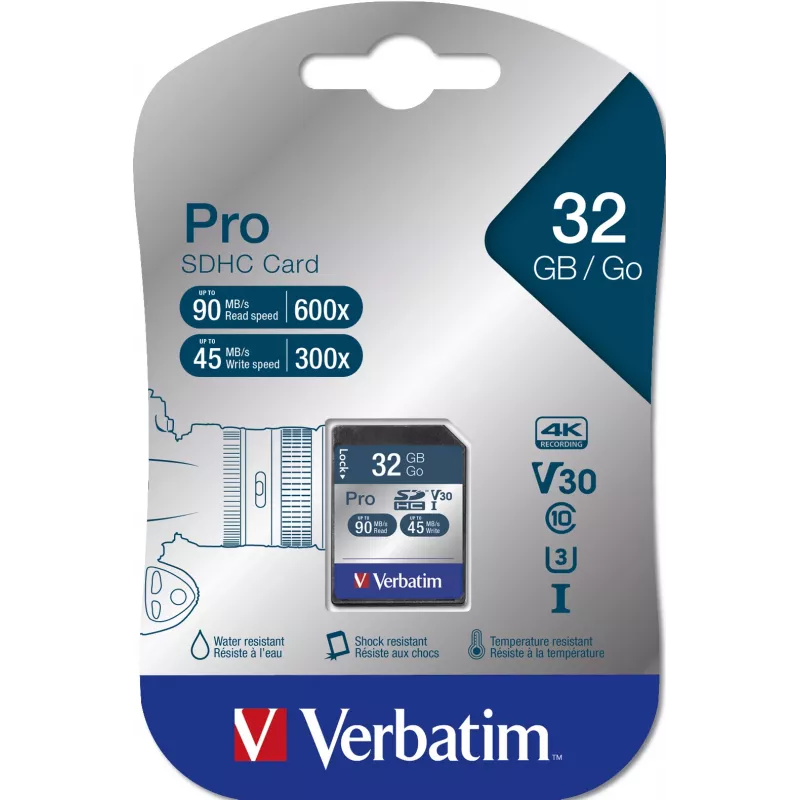 Flash-muisti Verbatim Pro 32 GB SDHC UHS luokka 10