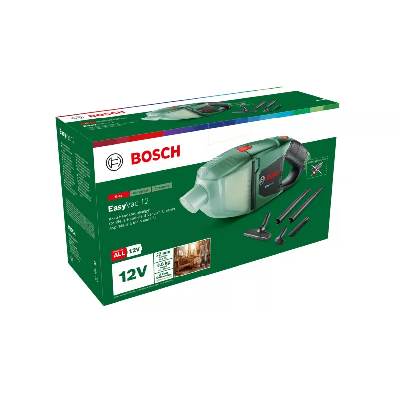 Bosch EasyVac 12 2-in-1-akkupölynimuri kuiva pussiton vihreä