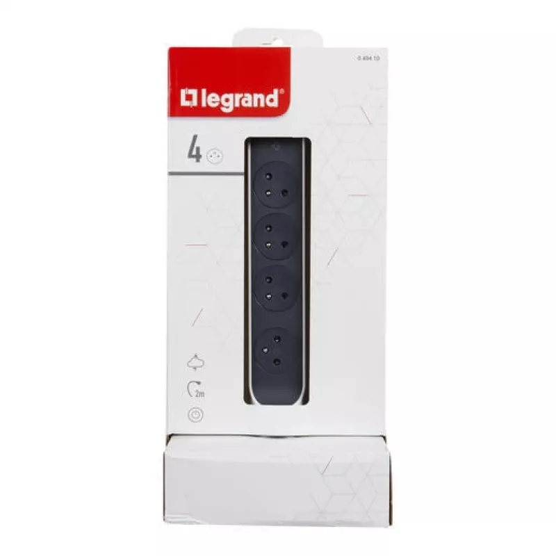 Legrand 049410 jatkojohto 2 m 4 AC-pistorasia(a) sisäkäyttöön harmaa, valkoinen