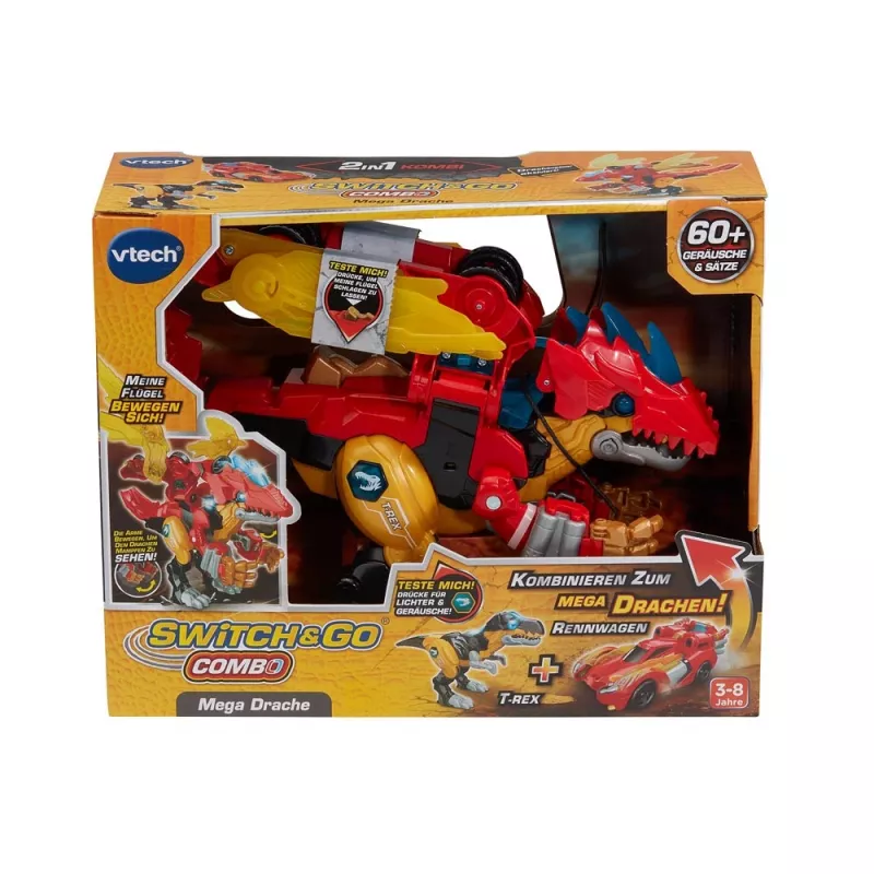 Leluhahmo VTech Switch & Go Combo Mega Dragon — muuntuva ajoneuvo-lohikäärmelelusarja