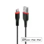 Lindy 1 m vahvistettu USB Type-A - Lightning -kaapeli, 1 m, Lightning, USB A, uros, uros, musta
