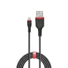 Lindy 1 m vahvistettu USB Type-A - Lightning -kaapeli, 1 m, Lightning, USB A, uros, uros, musta