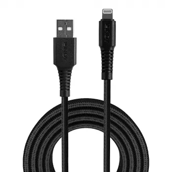 Lindy 3 m vahvistettu USB Type-A - Lightning -lataus- ja synkronointikaapeli