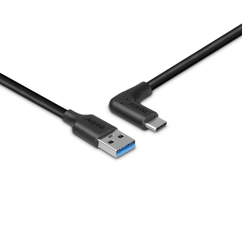 Lindy 1,5 m USB 3.2 Type-A - C -kaapeli, 90° kulmikas, 10 Gbit/s