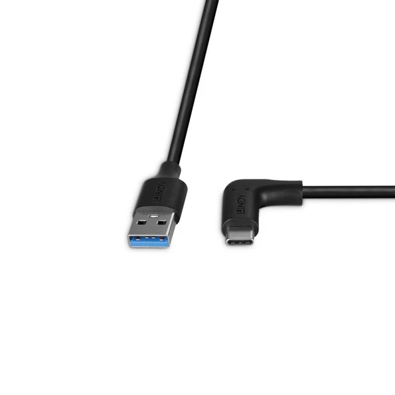 Lindy 1,5 m USB 3.2 Type-A - C -kaapeli, 90° kulmikas, 10 Gbit/s