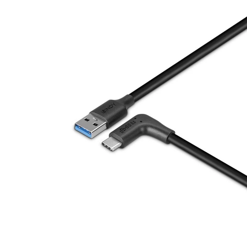 Lindy 1,5 m USB 3.2 Type-A - C -kaapeli, 90° kulmikas, 10 Gbit/s