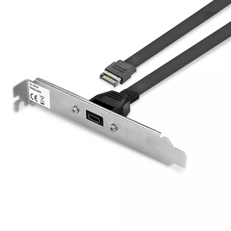 Lindy yhden portin USB 3.1 Gen 2 Type C -taustalevy, 0,45 m, USB A, uros, uros, 0 - 65 °C, 0 - 70 °C