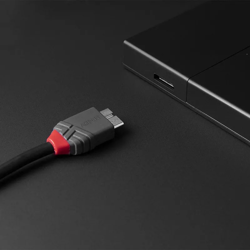 Lindy 1 m USB 3.2 Type-C - Micro-B -kaapeli, Anthra Line, 1 m, USB-C, Micro-USB B, USB 3.2 Gen 1 (3.1 Gen 1), musta