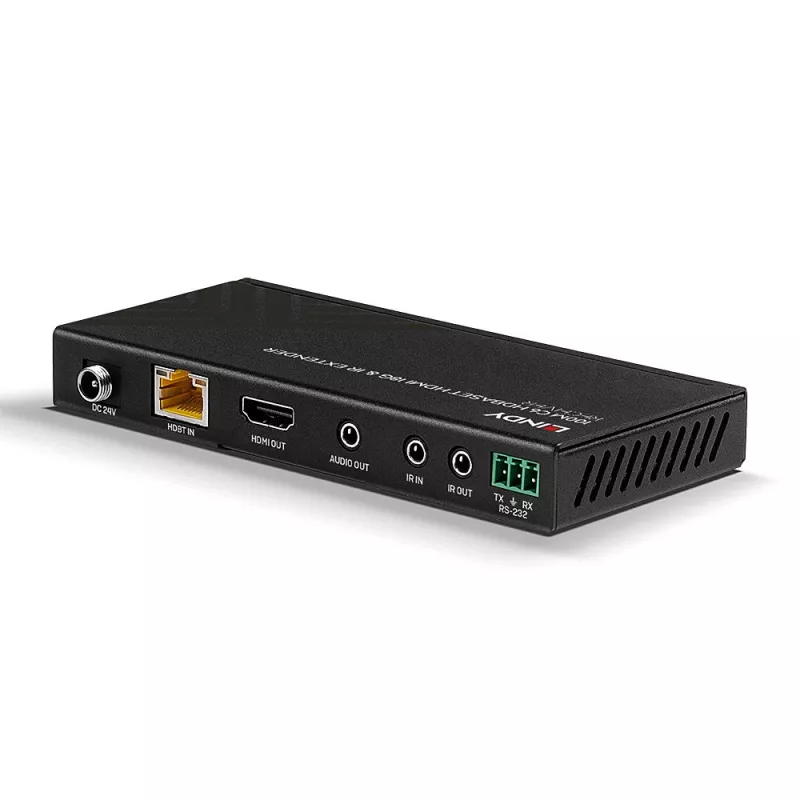 Lindy 100 m Cat.6 HDMI 4K60, IR ja RS-232 HDBaseT -jatko, vastaanotin