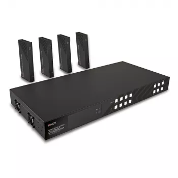 Lindy 150 m Cat.6 4x4 HDMI 4K60 HDBaseT -matriisijatko, 3840 x 2160 pikseliä, AV-lähetin ja -vastaanotin, 150 m, langallinen, musta, HDCP