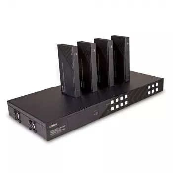 Lindy 150 m Cat.6 4x4 HDMI 4K60 HDBaseT -matriisijatko, 3840 x 2160 pikseliä, AV-lähetin ja -vastaanotin, 150 m, langallinen, musta, HDCP