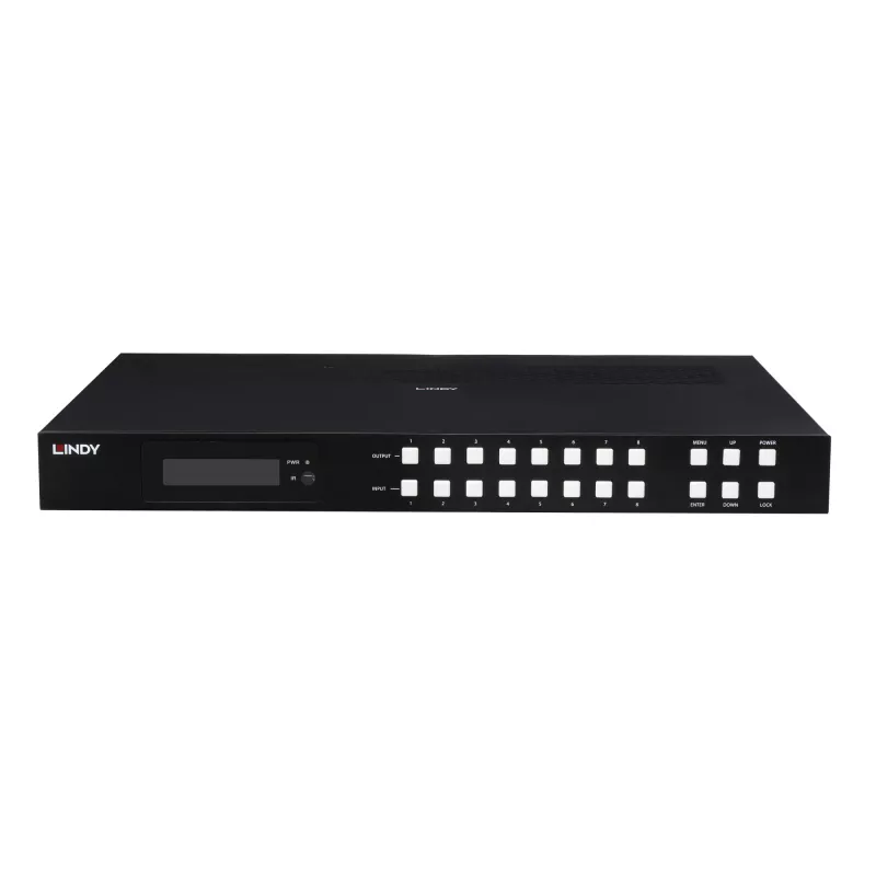 Lindy 38434 8x8 HDMI 4K60 saumaton Multi-View-matriisi videoseinän skaalauksella