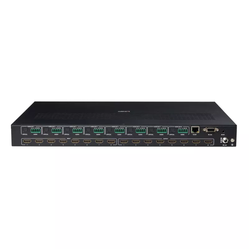 Lindy 38434 8x8 HDMI 4K60 saumaton Multi-View-matriisi videoseinän skaalauksella