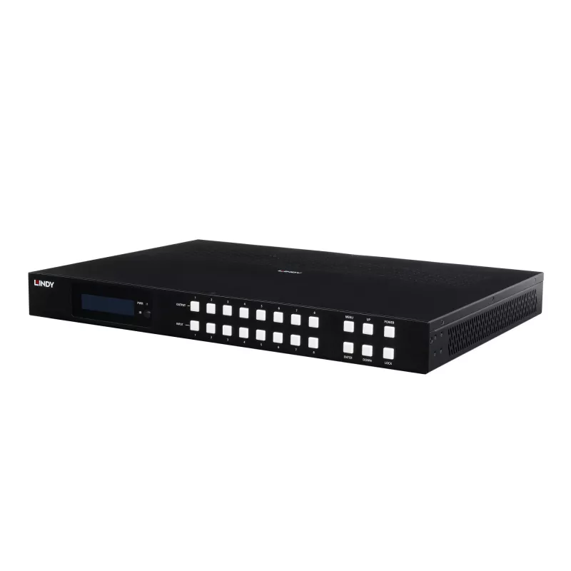 Lindy 38434 8x8 HDMI 4K60 saumaton Multi-View-matriisi videoseinän skaalauksella