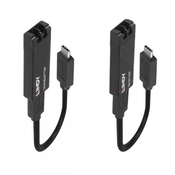 Lindy 100 m kuituoptinen USB 3.2 Type-C -jatko, verkkolähetin ja -vastaanotin, 100 m, 10000 Mbit/s, kuitu, USB 3.2 Gen 1 (3.1 Gen 1) Type-C, musta