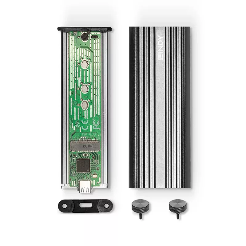 Lindy USB 3.2 Gen 2 x2 NVMe M.2 SSD-kotelo, SSD-kotelo, M.2, PCI Express, 20 Gbit/s, USB-liitäntä, hopea