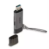 Lindy USB 3.2 Type-C ja A SD-/microSD-kortinlukija, MiniSD, SD, musta, harmaa, 5000 Mbit/s, USB 3.2 Gen 1 (3.1 Gen 1) Type-A/Type-C, 78,5 mm, 22,5 mm