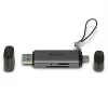 Lindy USB 3.2 Type-C ja A SD-/microSD-kortinlukija, MiniSD, SD, musta, harmaa, 5000 Mbit/s, USB 3.2 Gen 1 (3.1 Gen 1) Type-A/Type-C, 78,5 mm, 22,5 mm