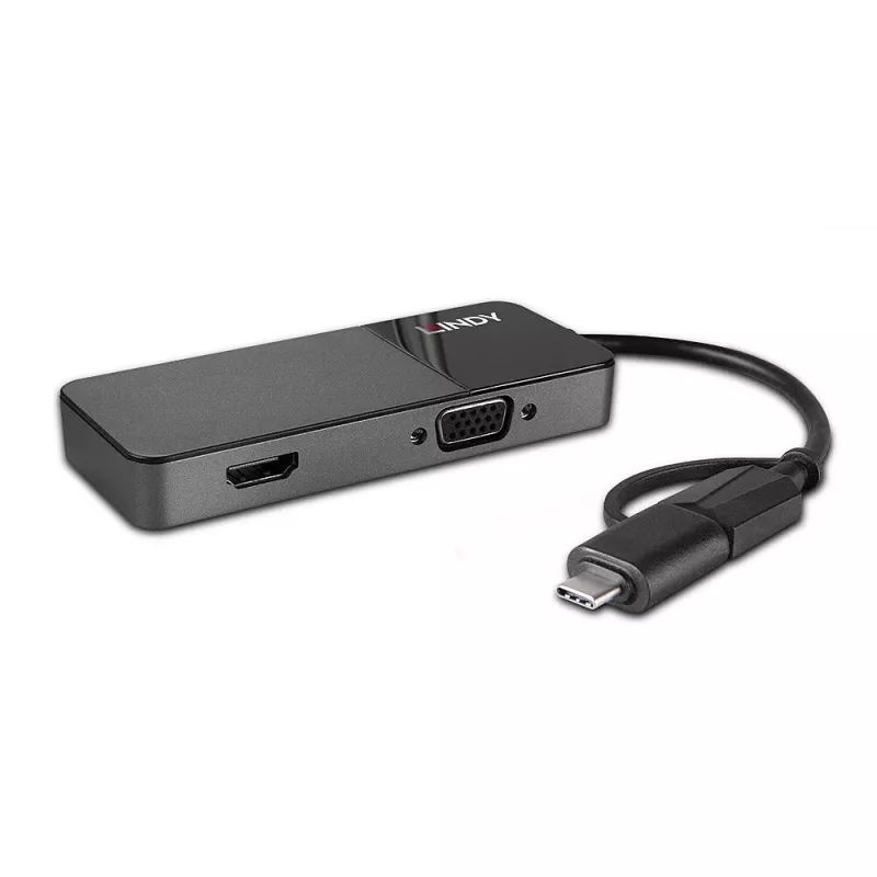 Lindy 43354 kannettavan telakka/USB-porttitoistin USB 3.2 Gen 1 (3.1 Gen 1) Type-A + Type-C, musta