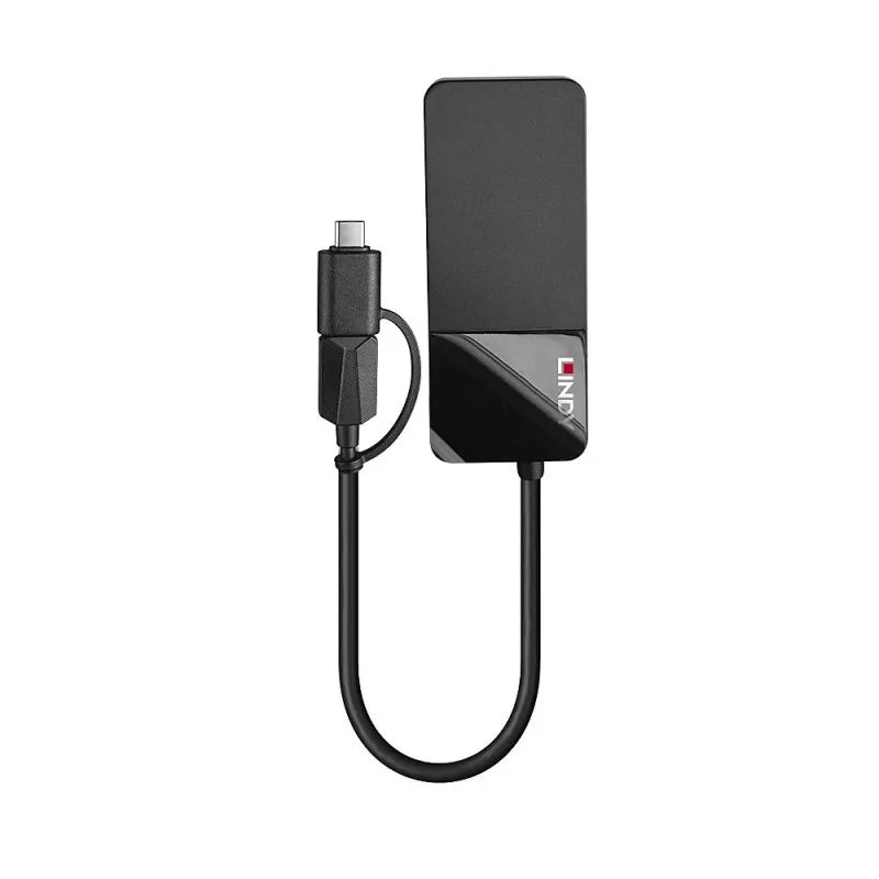 Lindy 43354 kannettavan telakka/USB-porttitoistin USB 3.2 Gen 1 (3.1 Gen 1) Type-A + Type-C, musta
