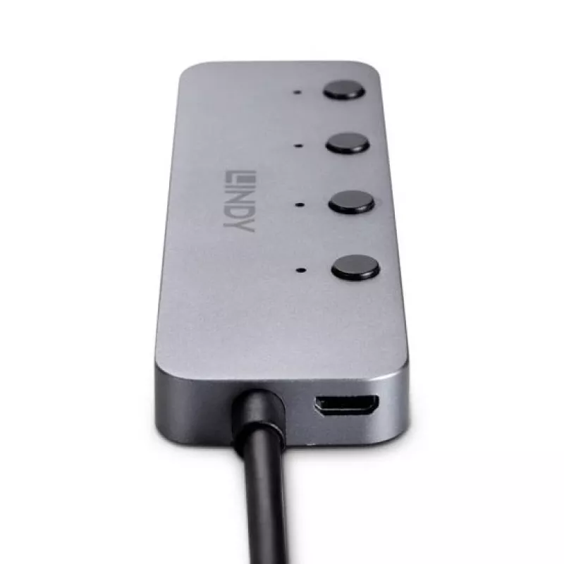 Lindy 4-porttinen USB 3.2 Type-C -keskitin virtakytkimillä